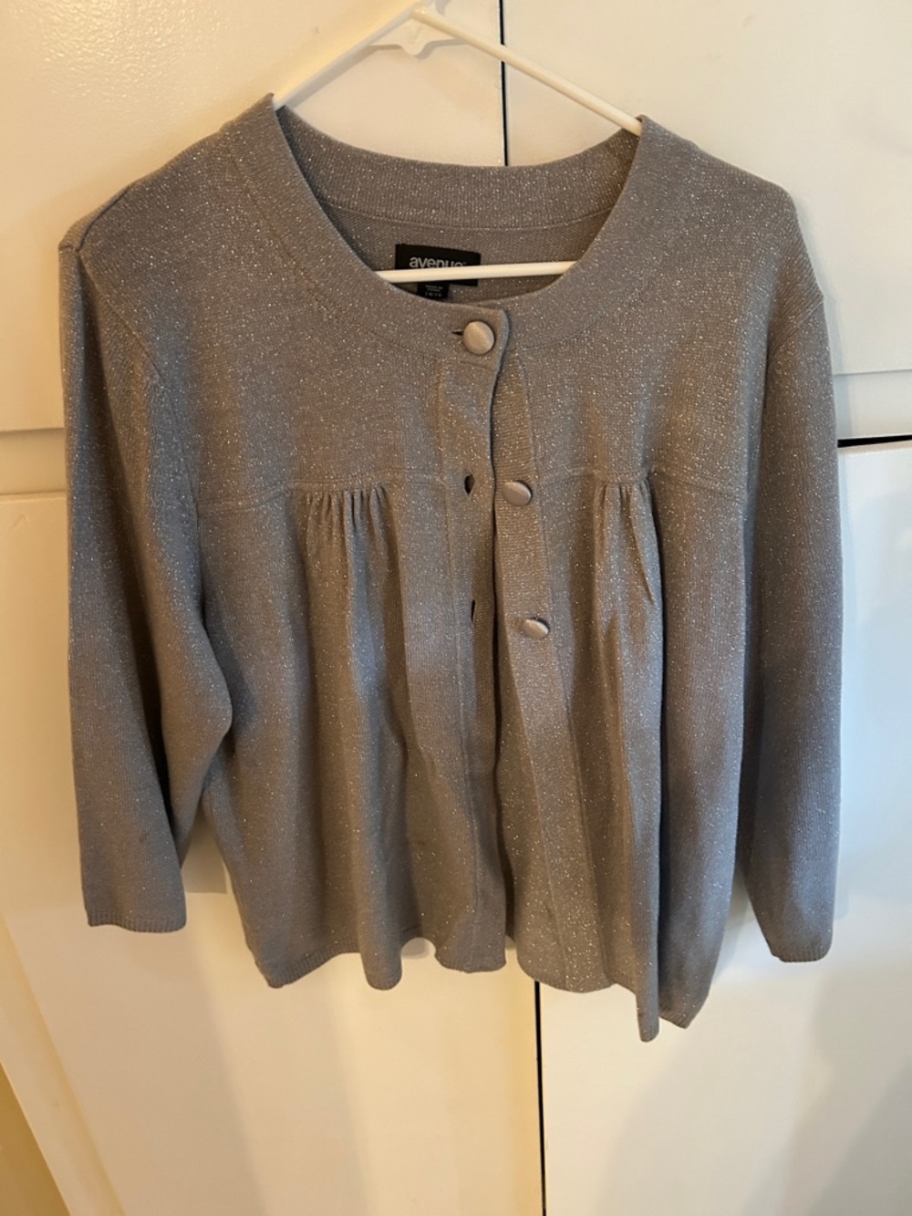 Avenue Silver Sparkle Button-Front Cardigan